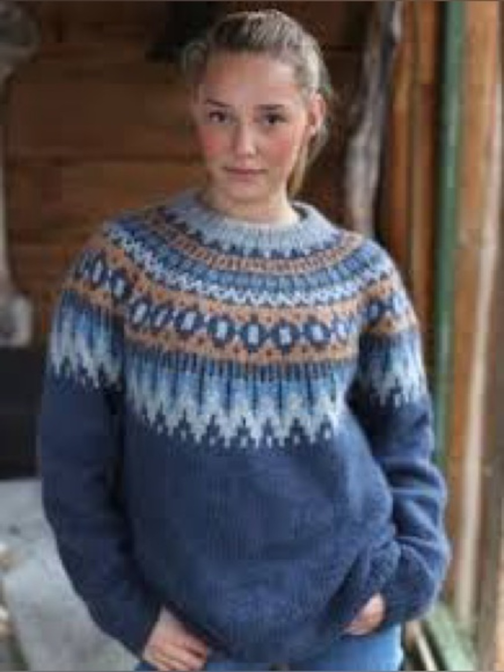 Cozy Blue Fair Isle Wool Sweater